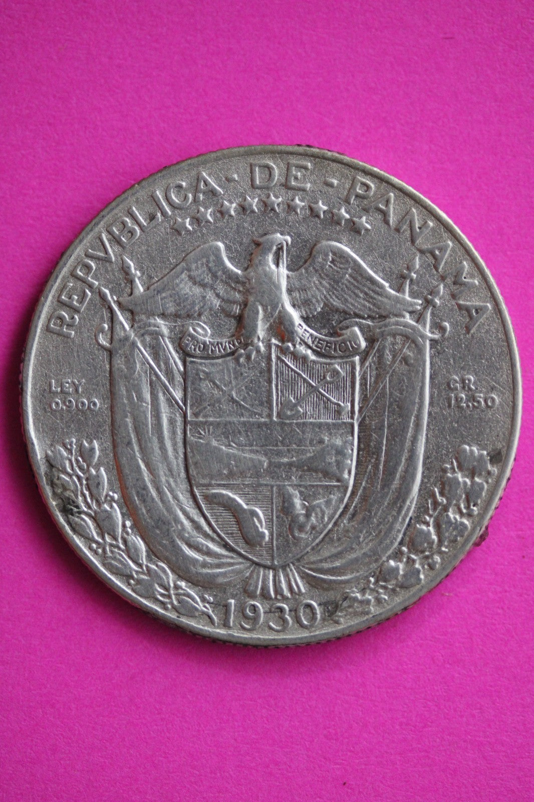 High Grade 1930 Panama 1/2 Half Balboa Silver Coin Guaranteed Authentic 2529