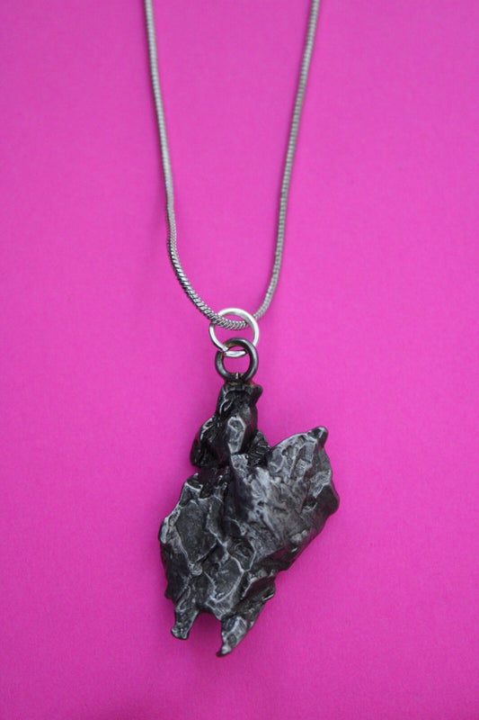 Meteorite Necklace W/ Chain Campo Del Cielo 9.08 Grams Real Dinosaur Girl COA 11