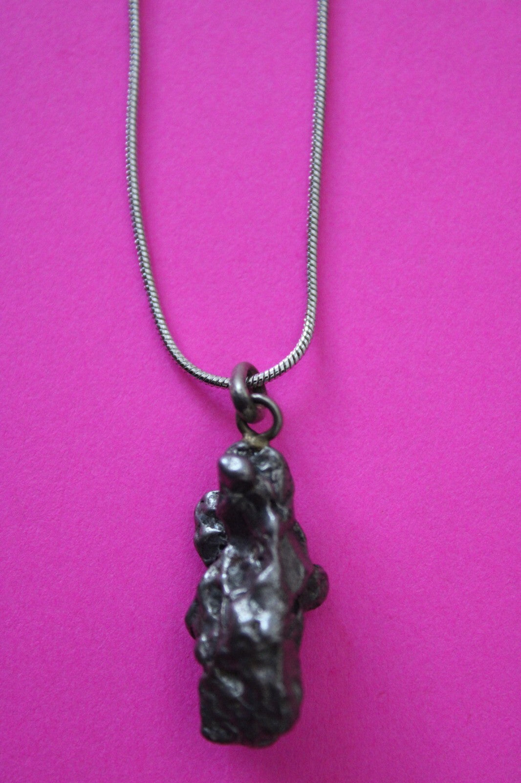 Meteorite Necklace W/ Chain Campo Del Cielo 8.2 Grams Real Dinosaur Girl COA 49