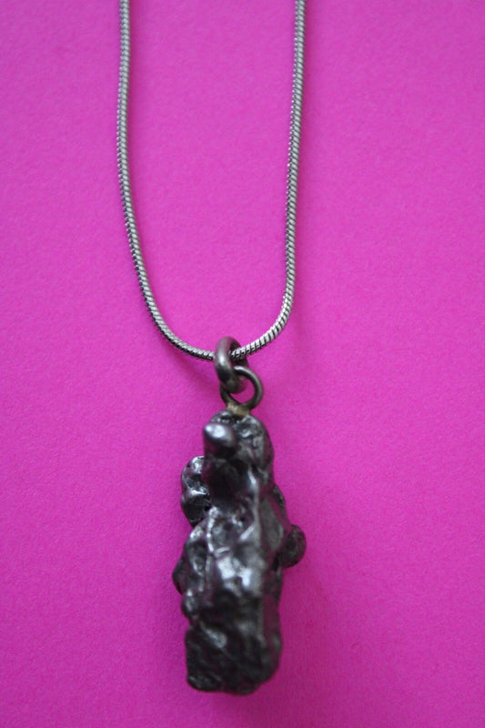 Meteorite Necklace W/ Chain Campo Del Cielo 8.2 Grams Real Dinosaur Girl COA 49