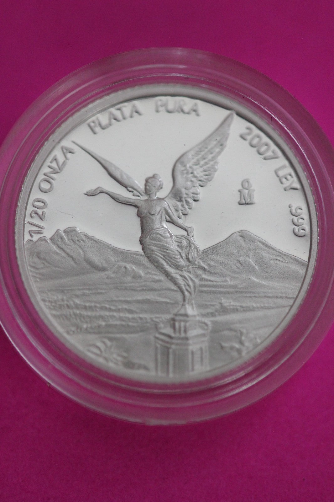 2007 Proof Mexico Libertad 1/20 Onza Silver Coin 1/20 Ounce In Mint Capsule 2083
