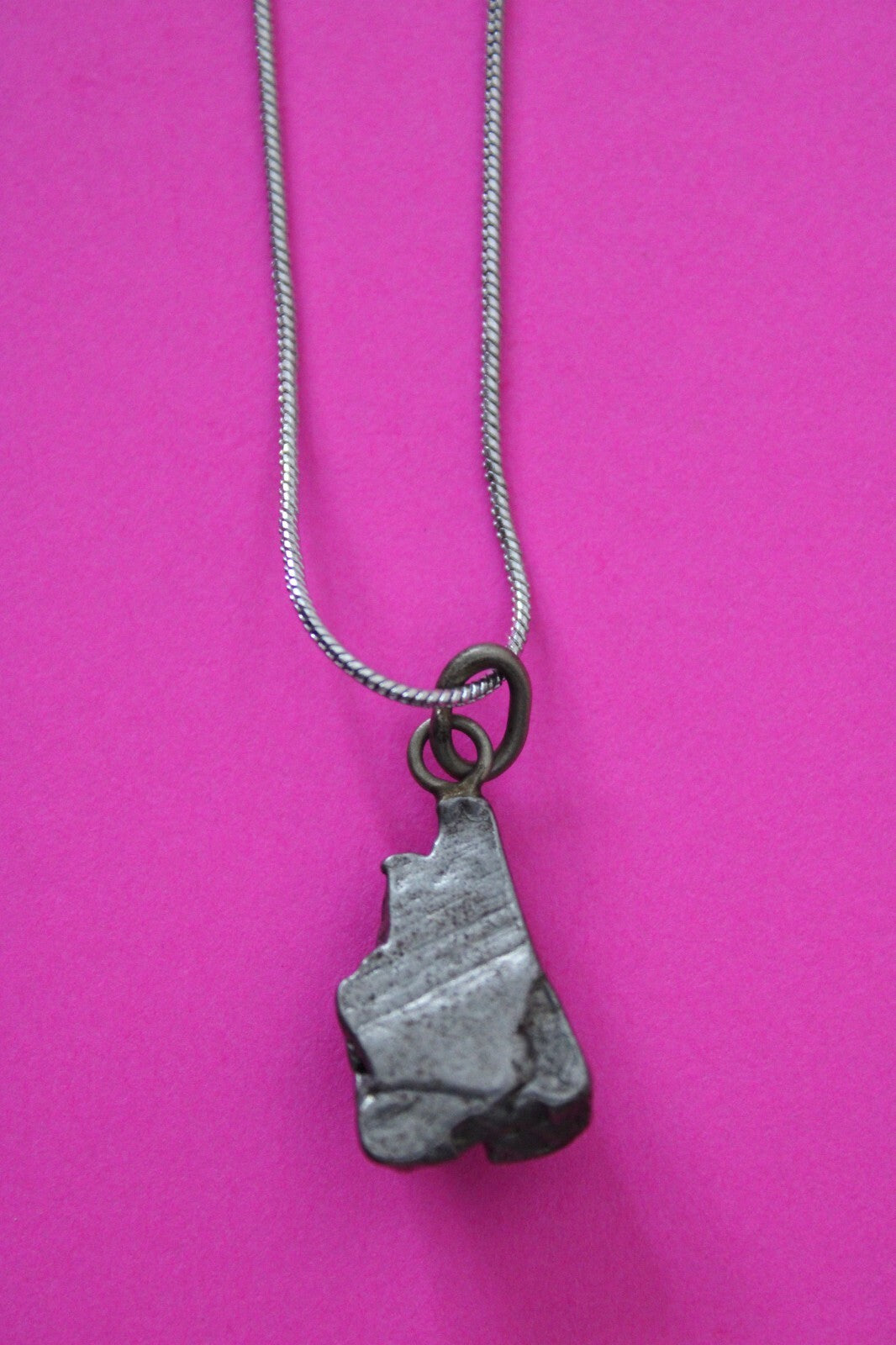 Meteorite Necklace W/ Chain Campo Del Cielo 5.6 Grams Real Dinosaur Girl COA 38