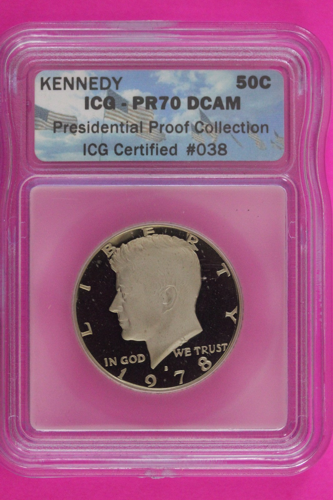 1978 S PR 70 Deep Cameo John Kennedy Clad Half Dollar ICG Certified Slab 66