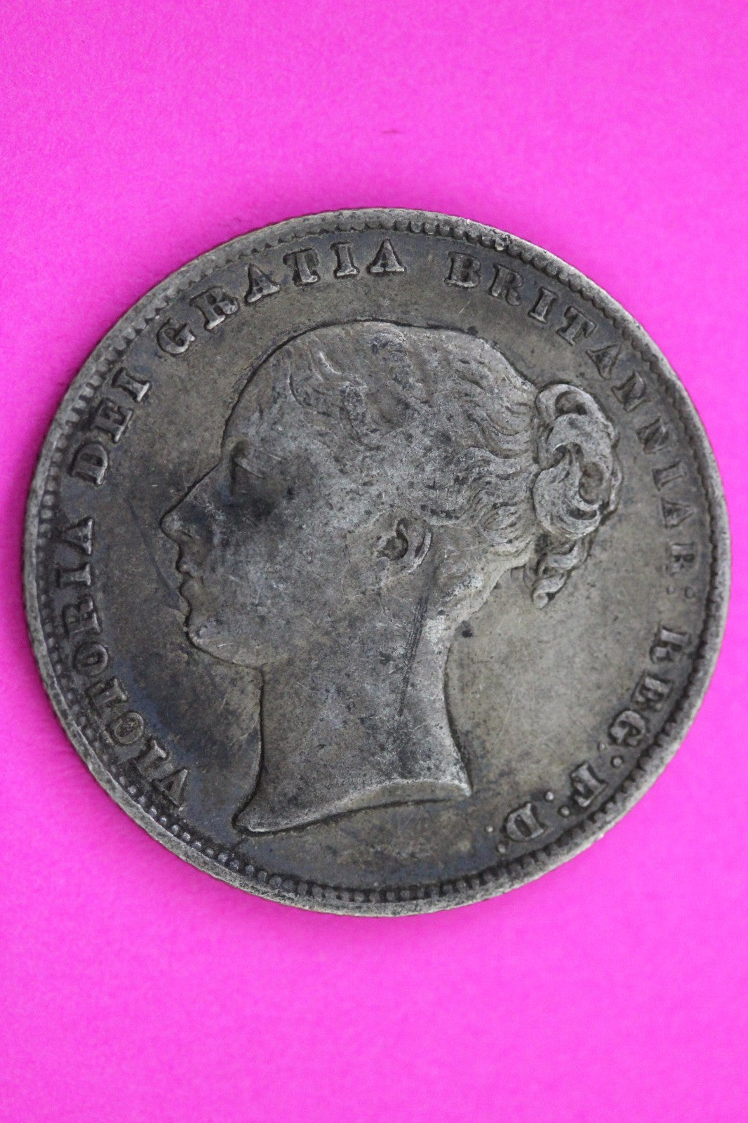 1861 United Kingdom 1 Shilling Silver Coin Guaranteed Authentic & Genuine 2168