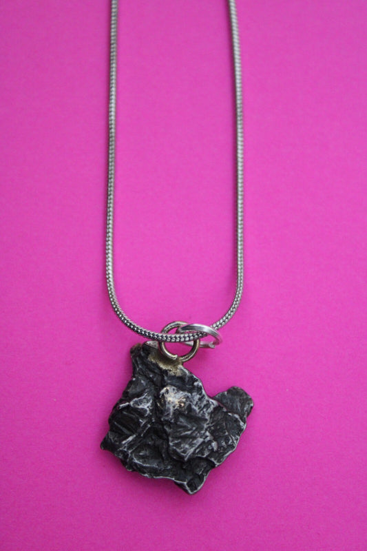 Meteorite Necklace W/ Chain Campo Del Cielo 3.4 Grams Real Dinosaur Girl COA 15