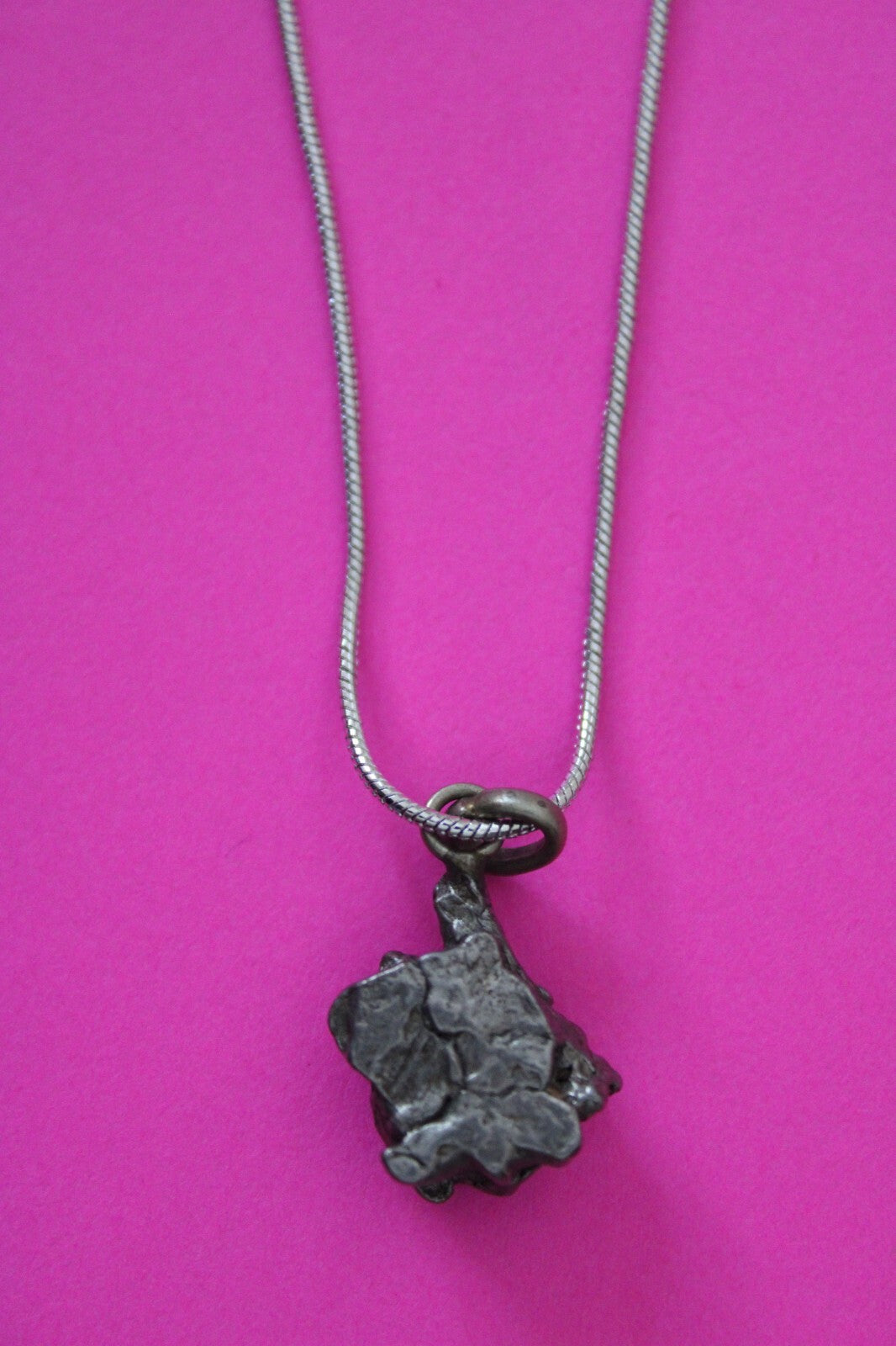 Meteorite Necklace W/ Chain Campo Del Cielo 4.9 Grams Real Dinosaur Girl COA 42