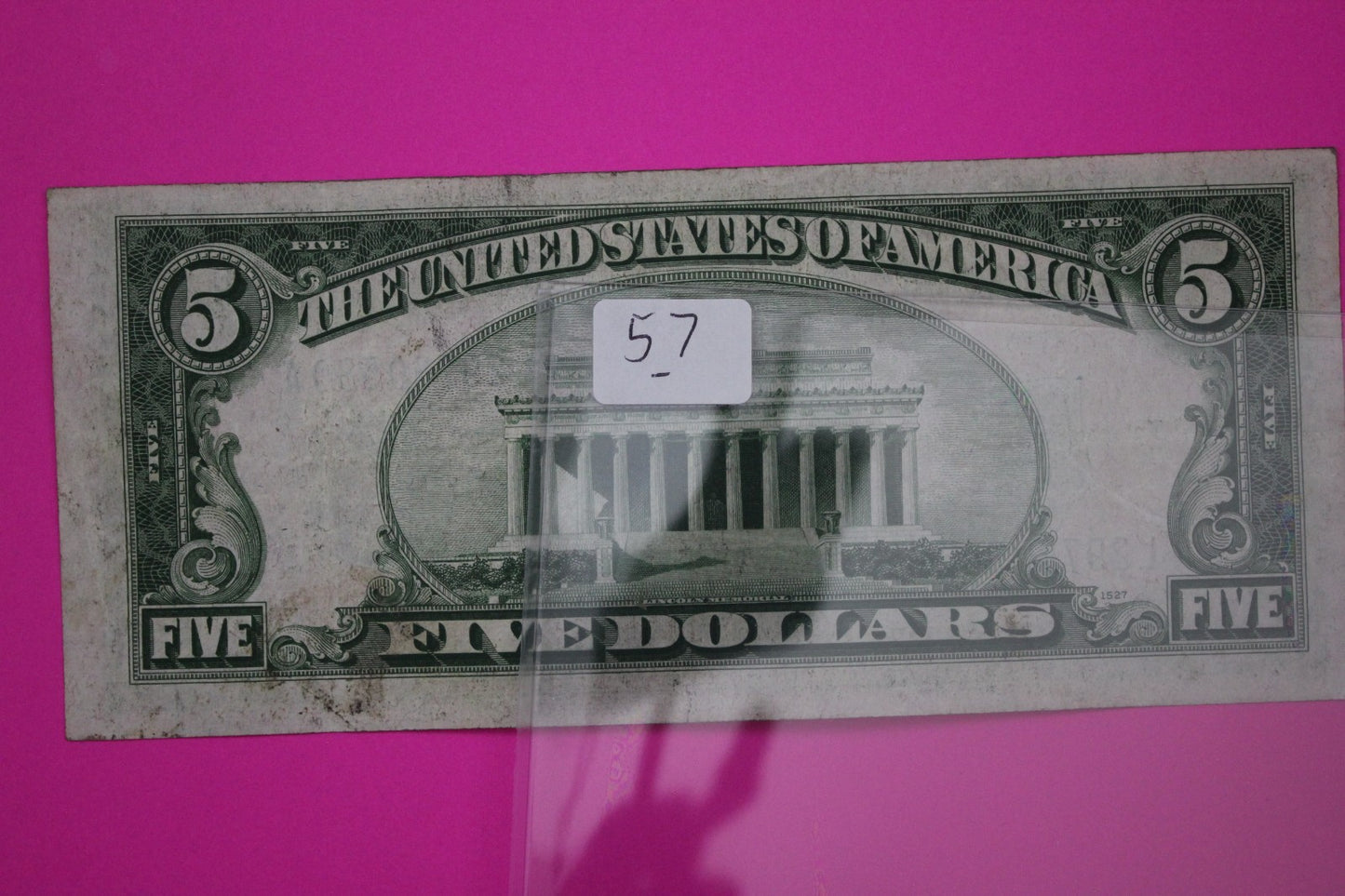 1934 B $5 Five Dollars Silver Certificate Guaranteed Authentic Genuine Bill 59