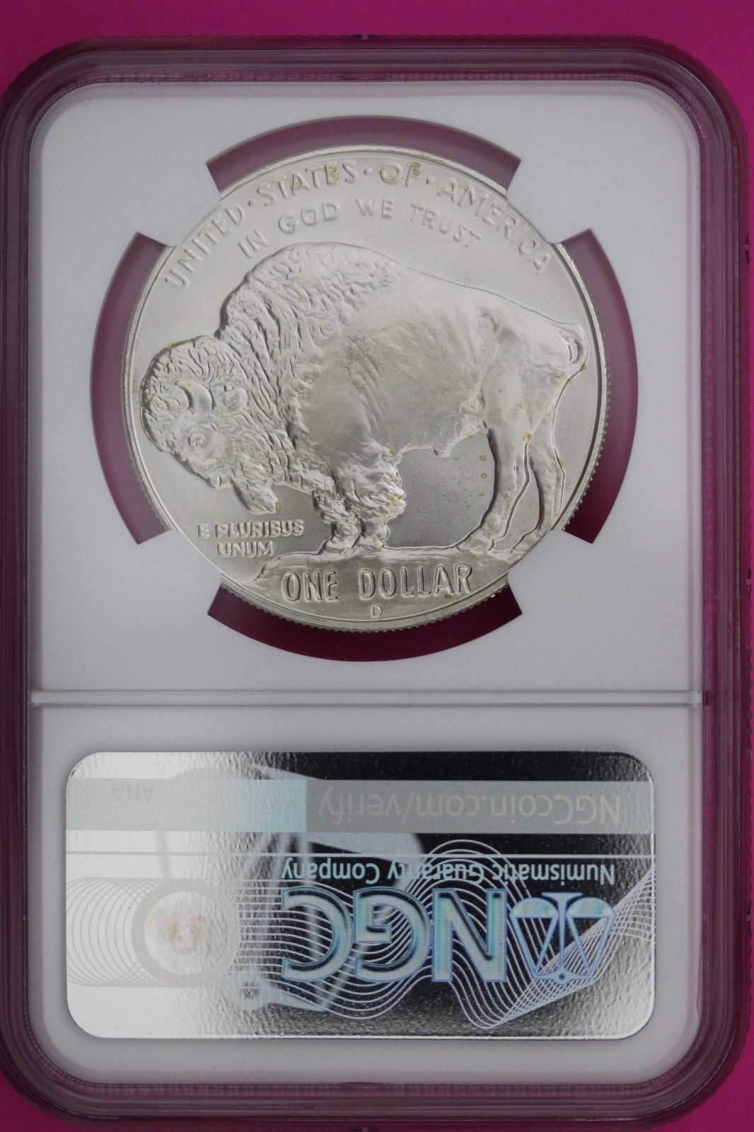 2001 D MS 69 Buffalo Commemorative Silver Dollar NGC Graded Authentic Slab 971