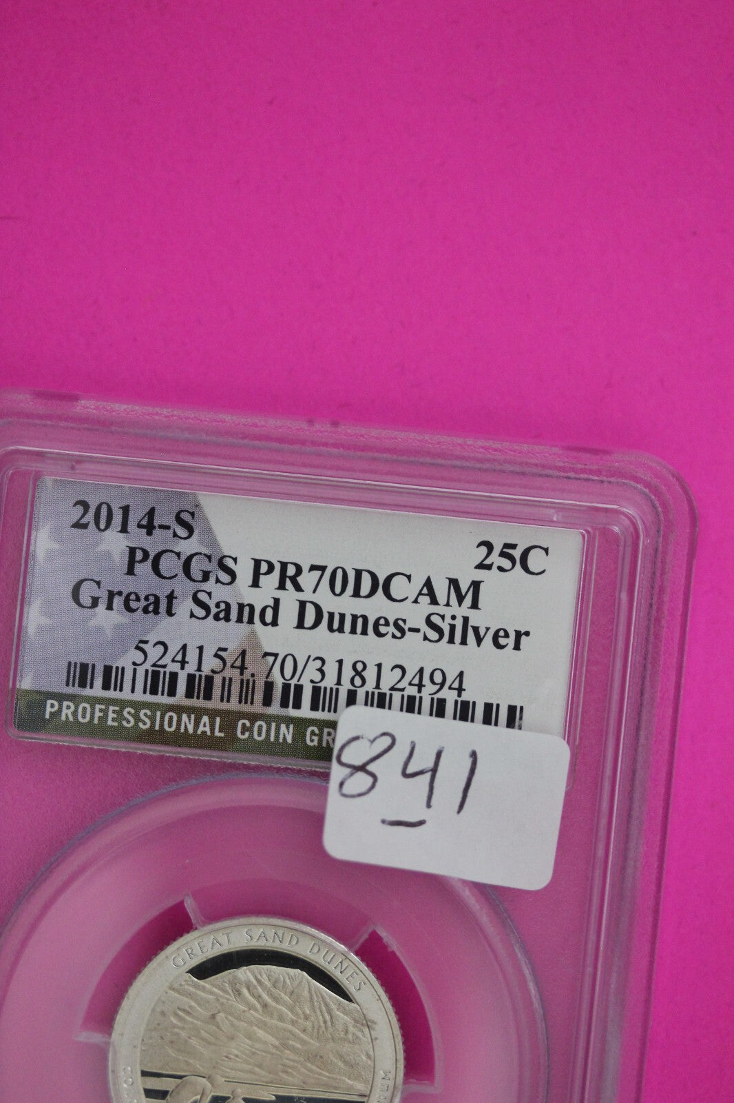 2014 S PR 70 Silver Quarter Great Sand Dunes ATB PCGS Graded Certified Slab 841