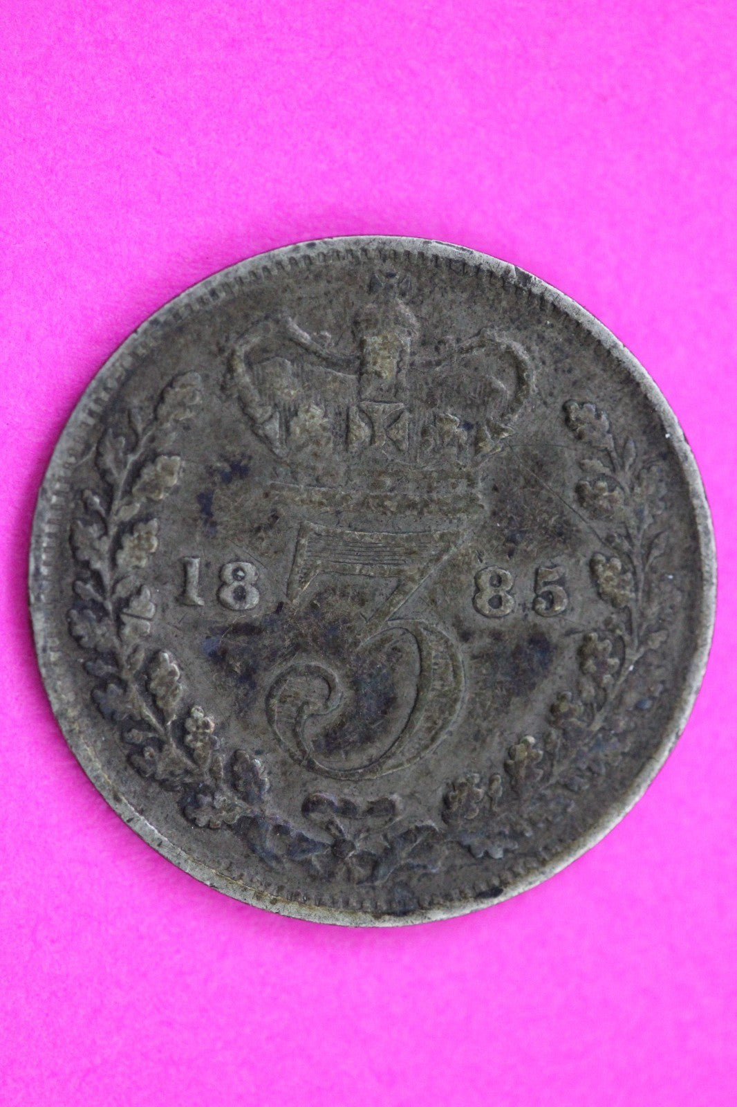 1885 Great Britain 3 Pence Silver Coin Guaranteed Authentic & Genuine 2178