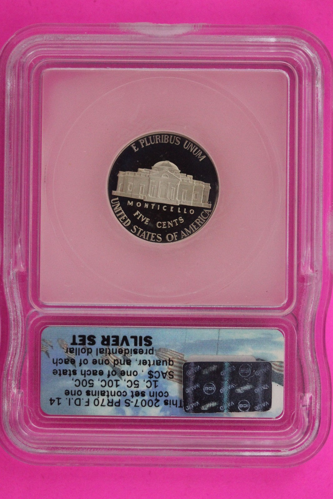 2007 S PR 70 Thomas Jefferson Nickel ICG Certified Graded Authentic Slab 1317