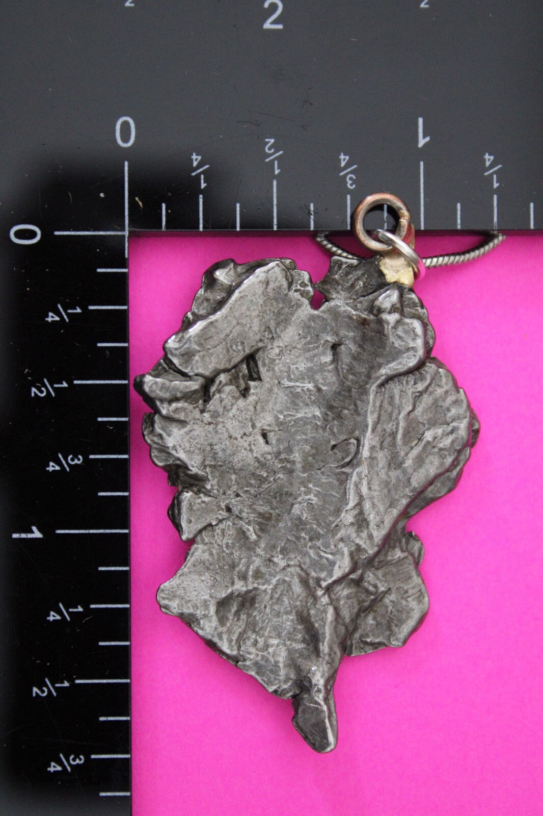 Meteorite Necklace W/ Chain Campo Del Cielo 14.1 Grams Real Dinosaur Girl COA 01