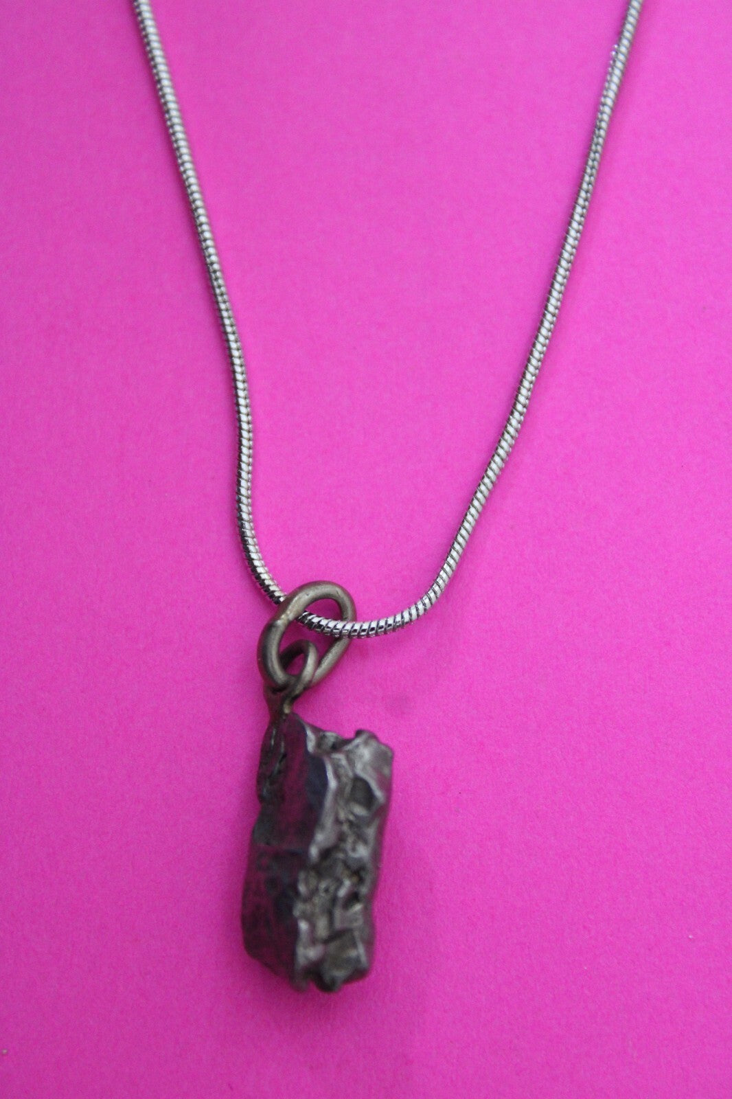 Meteorite Necklace W/ Chain Campo Del Cielo 3.9 Grams Real Dinosaur Girl COA 59