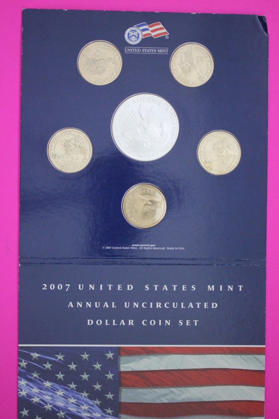 Gem 2007 Brilliant Uncirculated 6 Dollars U.S. Mint Set Silver Eagle COA 9056