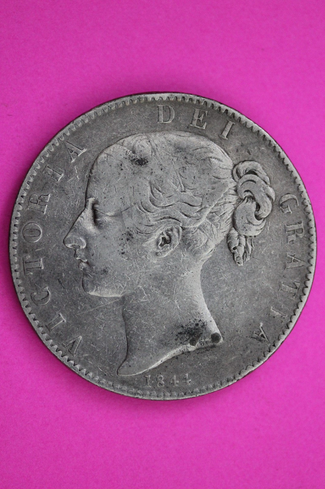 1844 United Kingdom Crown Silver Coin Guaranteed Authentic & Genuine 2200