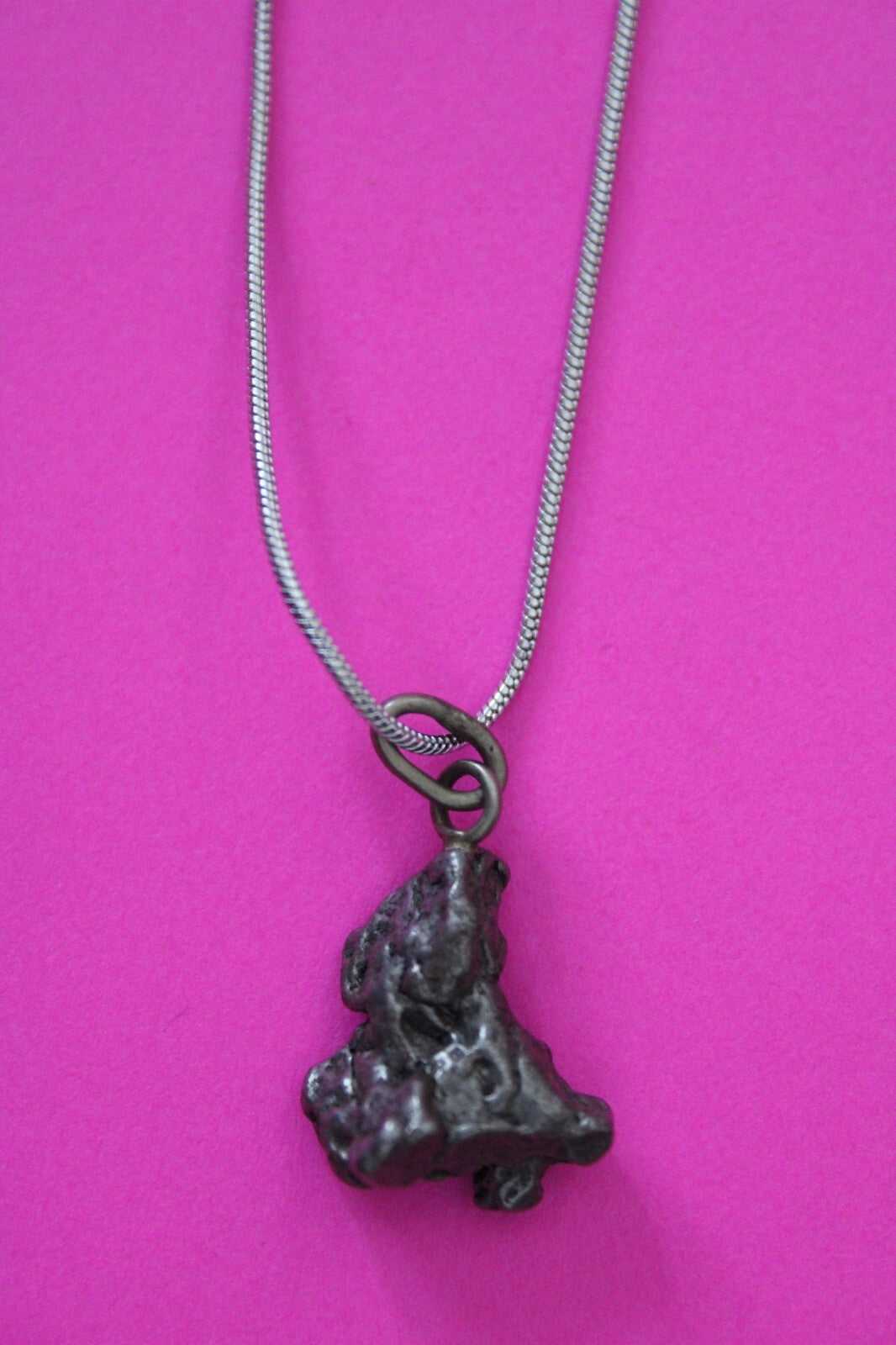 Meteorite Necklace W/ Chain Campo Del Cielo 4.5 Grams Real Dinosaur Girl COA 43