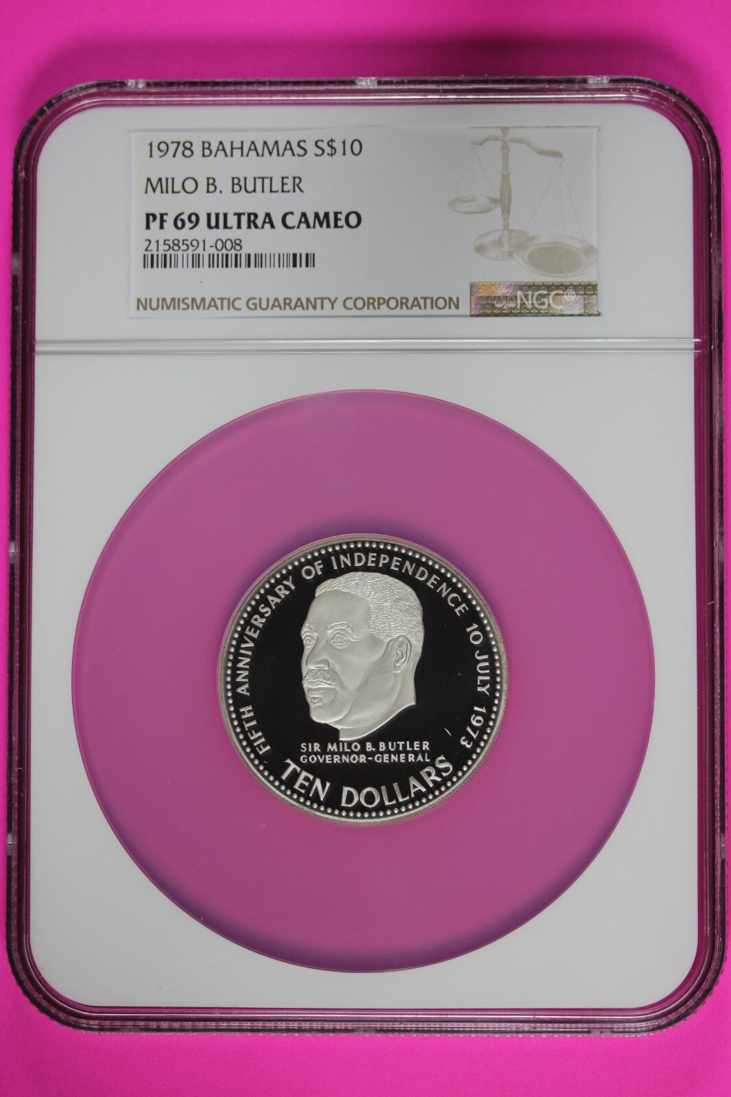 Top Pop Finest Known 1978 PF 69 Bahamas Milo Butler Proof Silver $10 NGC 7031