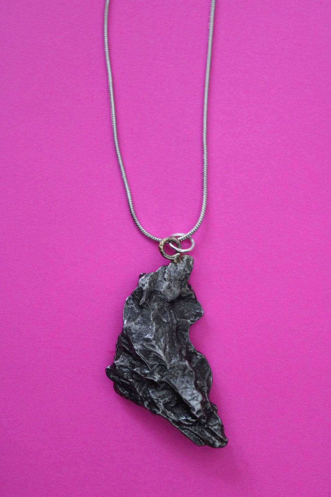 Meteorite Necklace W/ Chain Campo Del Cielo 14.3 Grams Real Dinosaur Girl COA 27