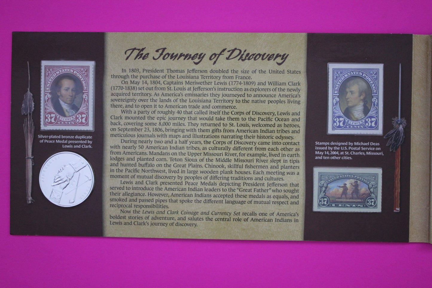 2004 Lewis & Clark Coinage & Currency Set Silver Dollar Stamps Note COA 9031