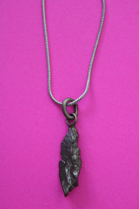 Meteorite Necklace W/ Chain Campo Del Cielo 2.6 Grams Real Dinosaur Girl COA 41
