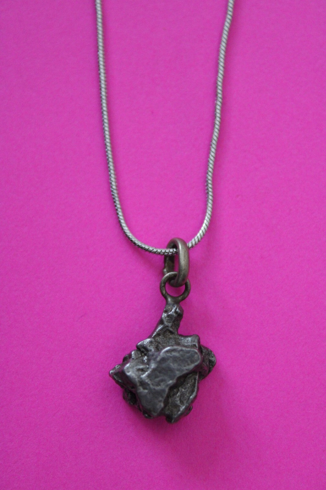 Meteorite Necklace W/ Chain Campo Del Cielo 4.9 Grams Real Dinosaur Girl COA 42