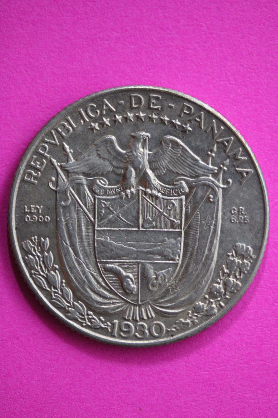 High Grade 1930 Panama 1/4 Balboa Silver Coin Guaranteed Authentic Genuine 2532