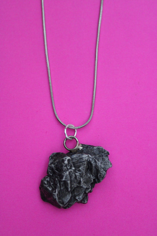 Meteorite Necklace W/ Chain Campo Del Cielo 11.7 Grams Real Dinosaur Girl COA 14