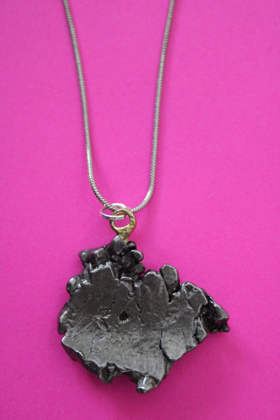 Meteorite Necklace W/ Chain Campo Del Cielo 15.8 Grams Real Dinosaur Girl COA 35