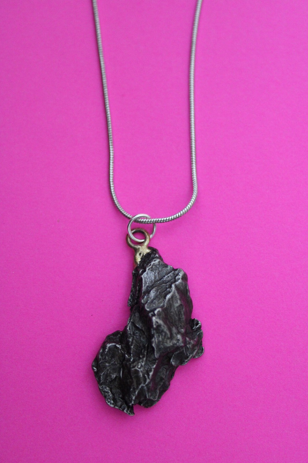Meteorite Necklace W/ Chain Campo Del Cielo 11.4 Grams Real Dinosaur Girl COA 18