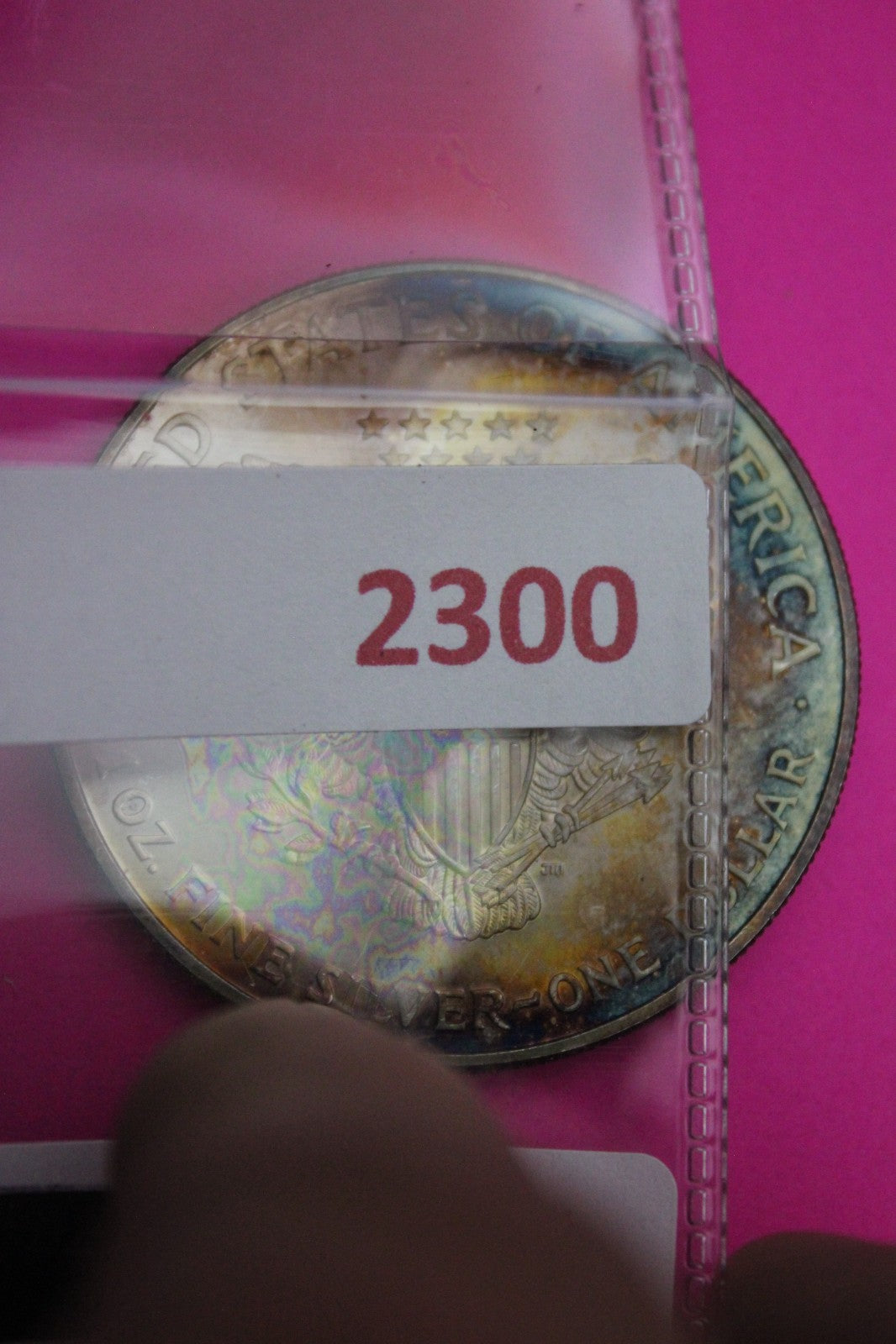 Natural Rainbow Toned 2003 Silver American Eagle Guaranteed Authentic Coin 2300