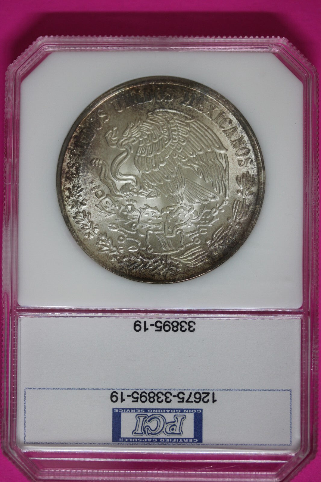 Rainbow Toned 1978 Mexico 100 Pesos BU .720 Fine Silver Rare Old School Slab 277