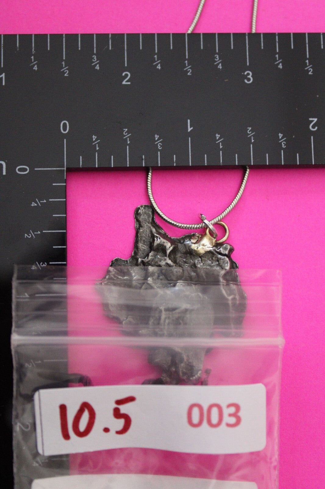 Meteorite Necklace W/ Chain Campo Del Cielo 10.5 Grams Real Dinosaur Girl COA 03
