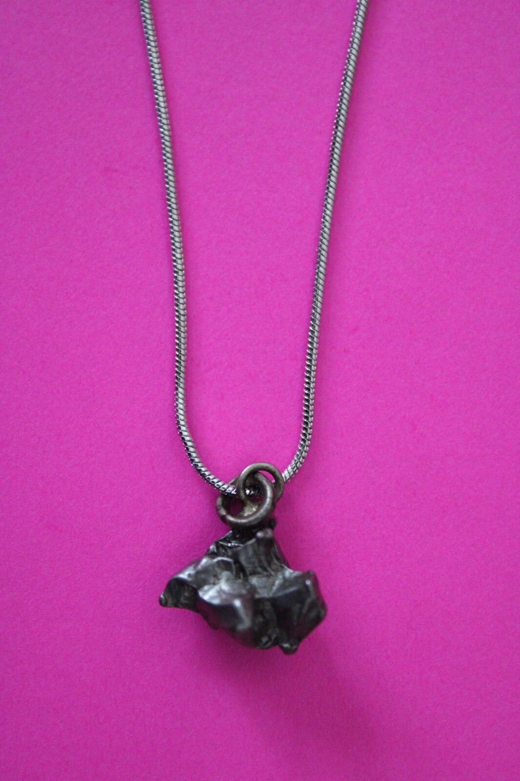 Meteorite Necklace W/ Chain Campo Del Cielo 3.3 Grams Real Dinosaur Girl COA 37