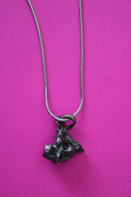 Meteorite Necklace W/ Chain Campo Del Cielo 3.3 Grams Real Dinosaur Girl COA 37