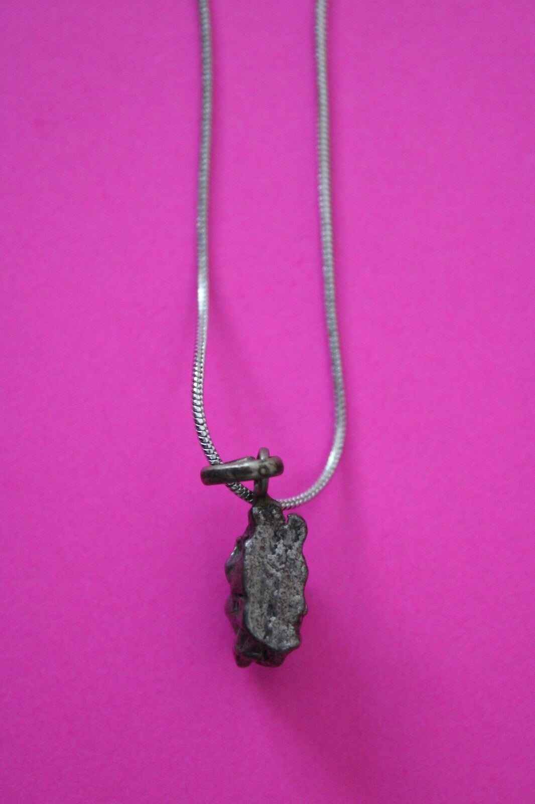 Meteorite Necklace W/ Chain Campo Del Cielo 4.4 Grams Real Dinosaur Girl COA 39