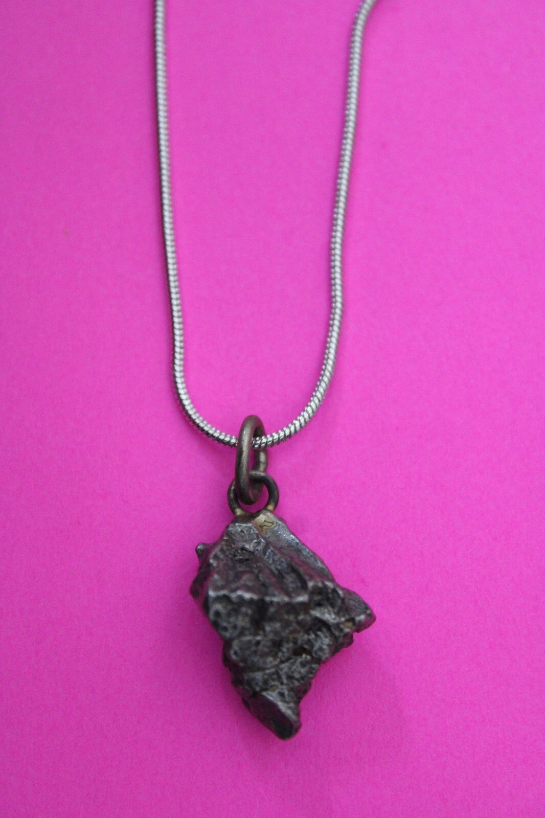 Meteorite Necklace W/ Chain Campo Del Cielo 5.6 Grams Real Dinosaur Girl COA 58
