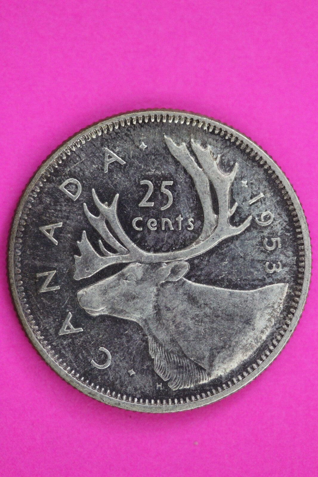 High Grade 1953 Canada Silver Quarter Semi Key Date Coin .800 Fine Silver 68