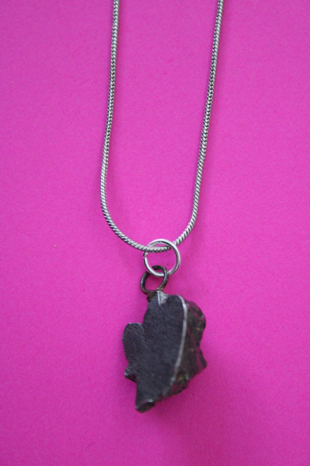 Meteorite Necklace W/ Chain Campo Del Cielo 5.6 Grams Real Dinosaur Girl COA 40