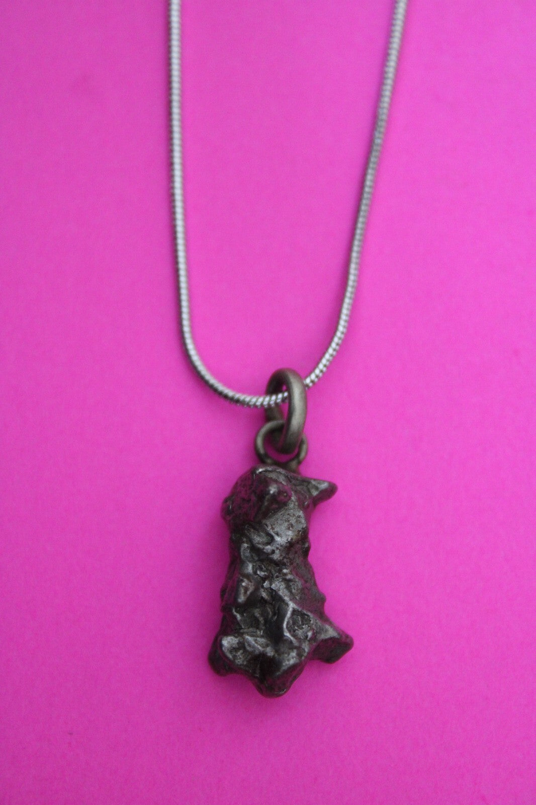 Meteorite Necklace W/ Chain Campo Del Cielo 5.0 Grams Real Dinosaur Girl COA 55