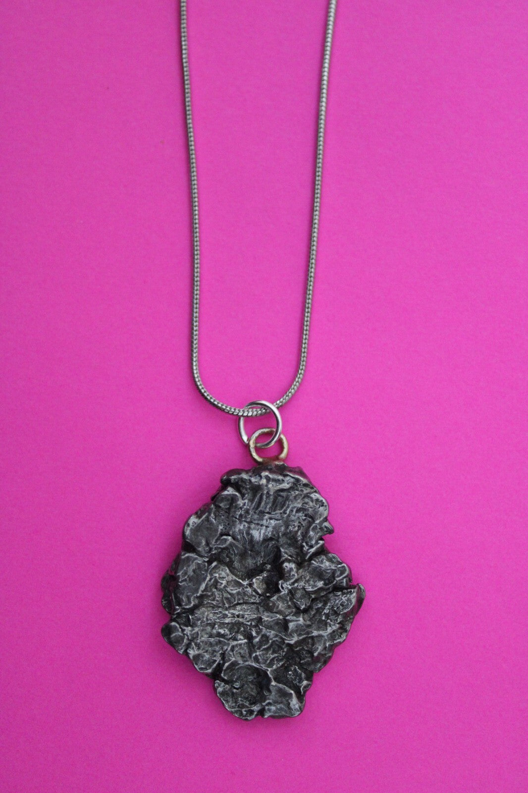 Meteorite Necklace W/ Chain Campo Del Cielo 10.3 Grams Real Dinosaur Girl COA 20