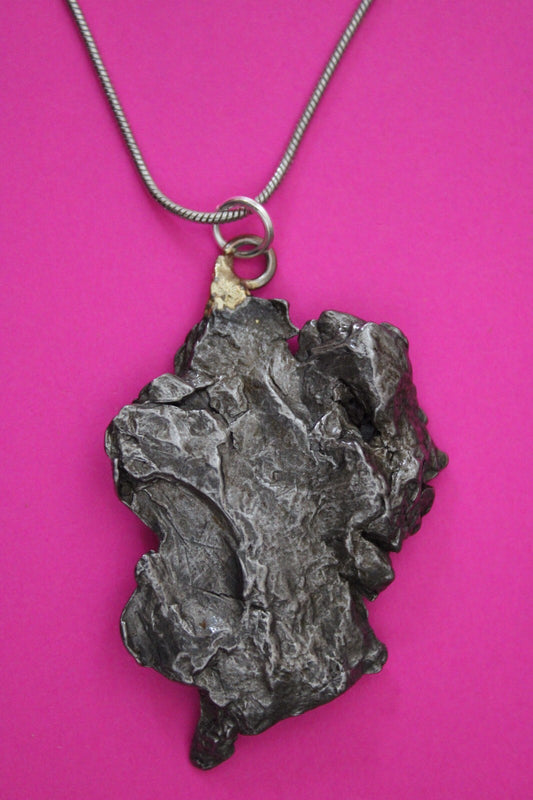 Meteorite Necklace W/ Chain Campo Del Cielo 14.1 Grams Real Dinosaur Girl COA 01